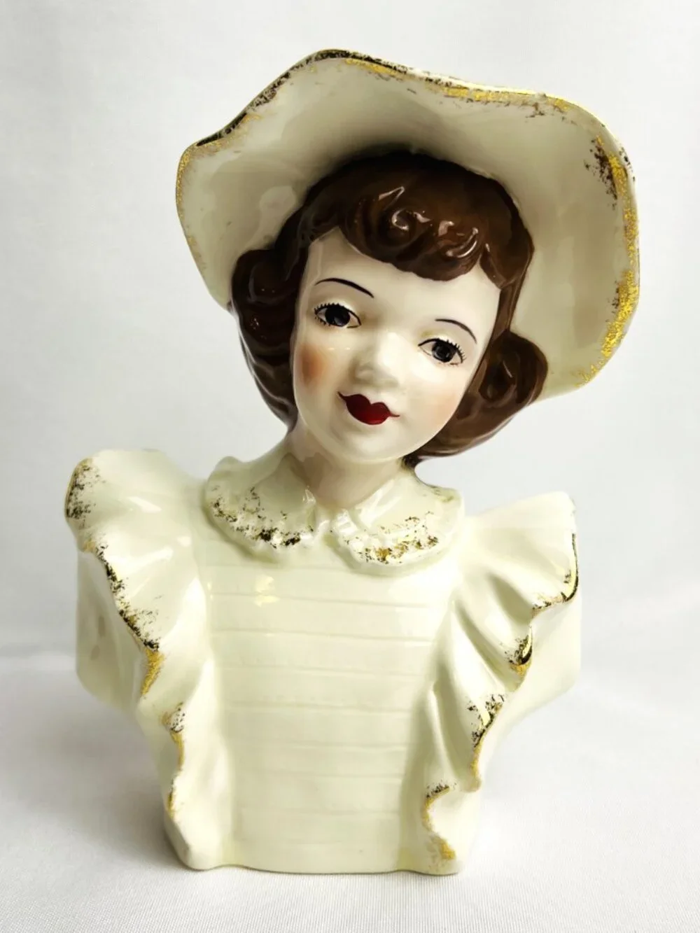 Florence Ceramics 1950s Head Vase Vintage Figurine Fern California USA  7
